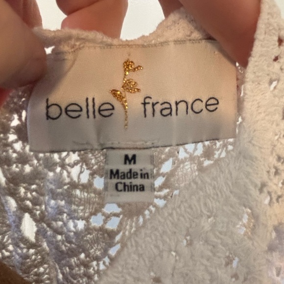 Belle France White Lace Crochet High Low Boho Top Size Medium - Picture 11 of 13